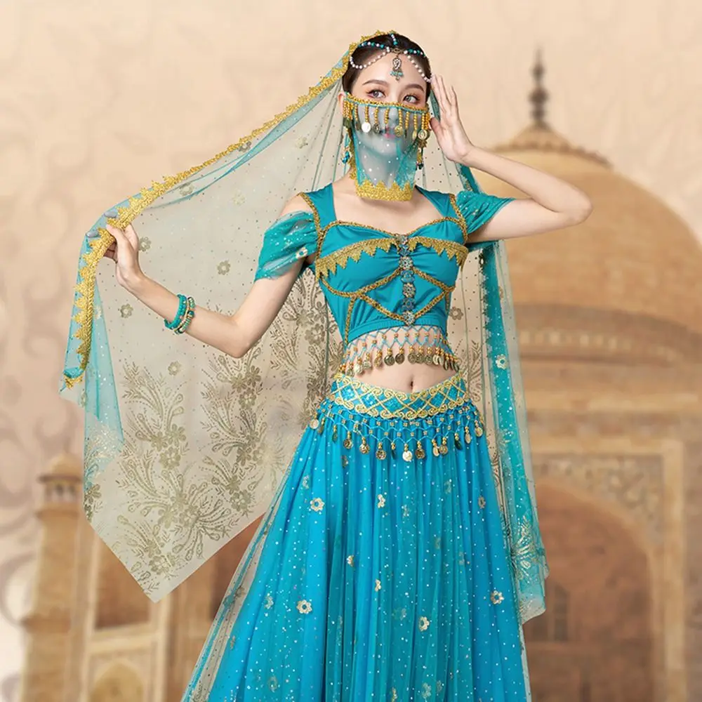 Flower Pattern Headwear Mesh Indian Dance Headdress Dance Performance Accessories Performance Prop Belly Dance Headscarf