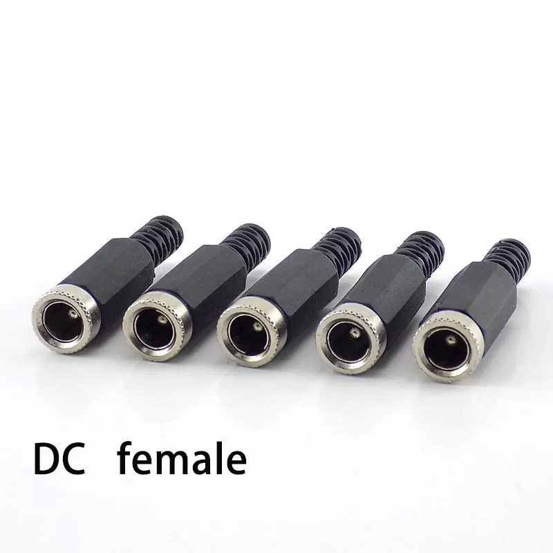 10PCS 24V 12V 3A Plastic Male Plugs + Female Socket Panel Mount Jack 5.5x2.1mm DC Power Connector Electrical Supplies 5.5*2.5