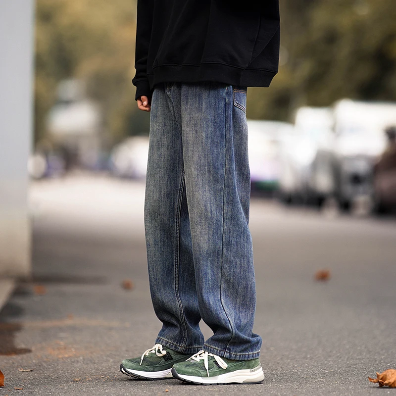 

American Sle Jeans Casual High Street Vibe Trousers Men's Loose Straight Leg Jeans Large Size Pants