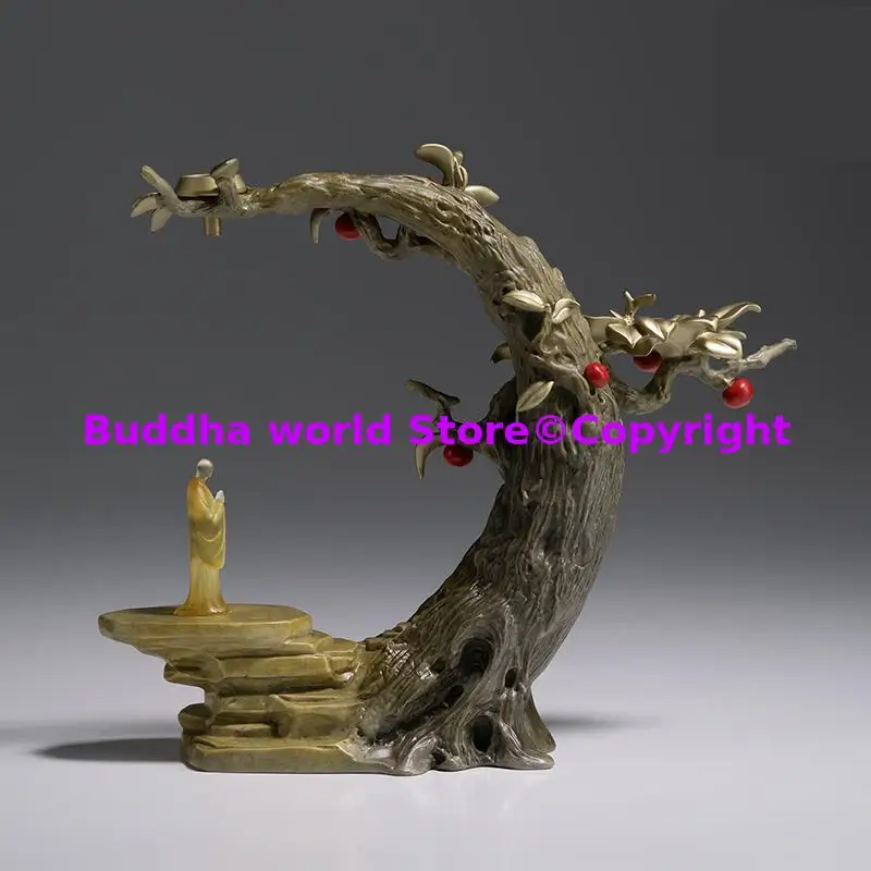 50% off top Copper carving Buddhist artistic conception Convert to Buddhism Decor Bodhi tree Buddha Home Decor high-end luxury