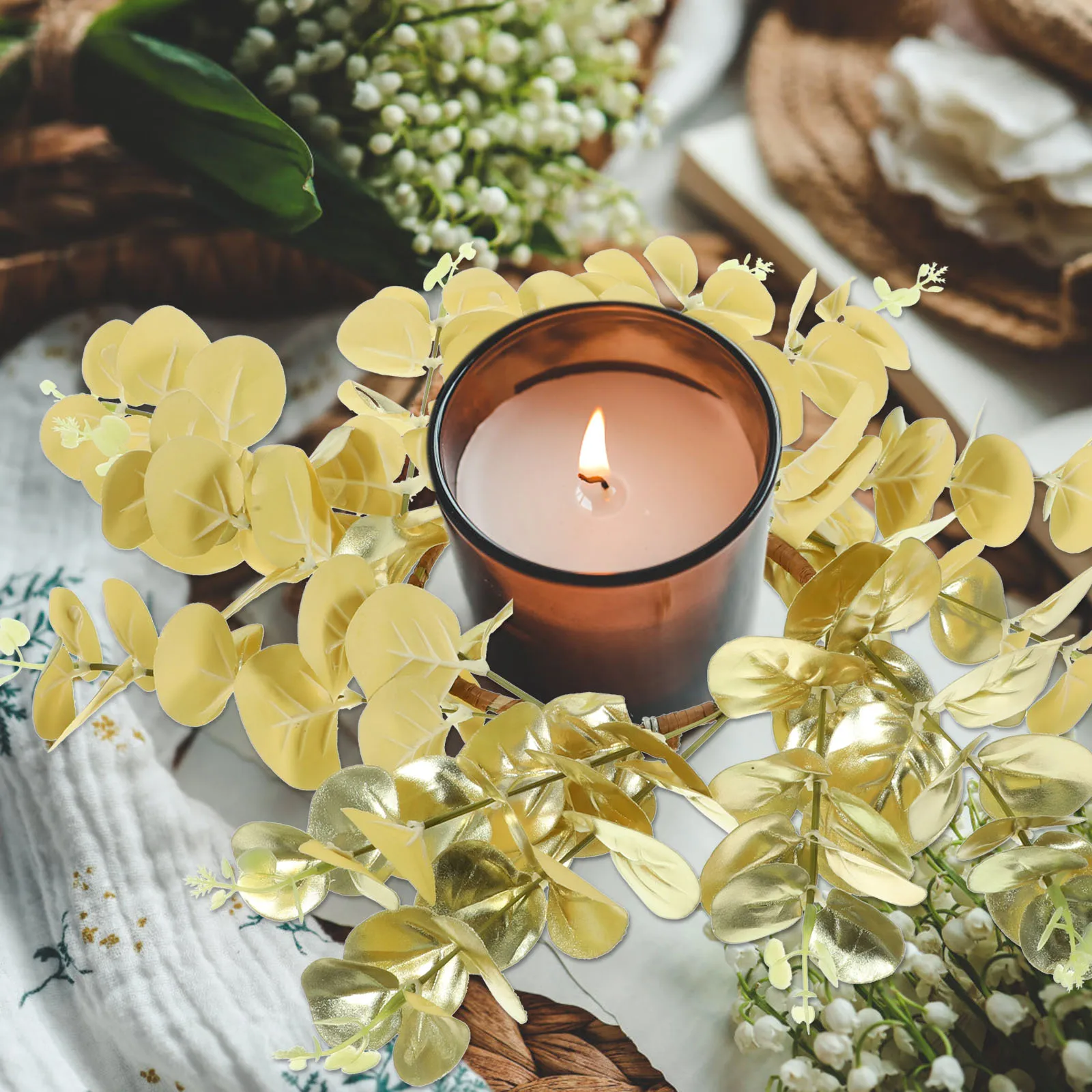 

Ring Decorations Artificial Garland Wedding Holiday Floral Candler Rings Hanging Tea Light Candlestick Wreath