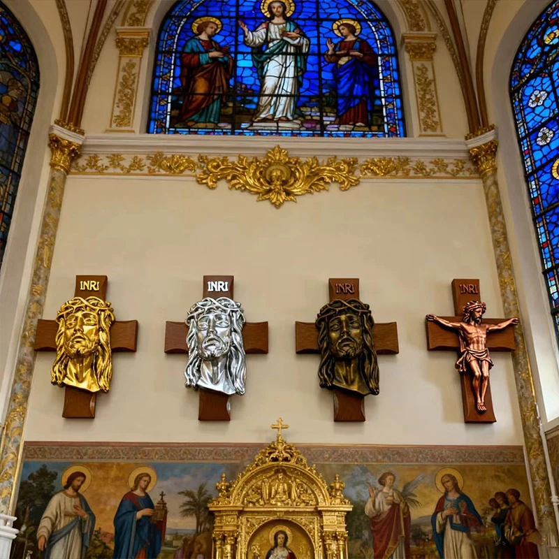 

Новый настенный крест из сплава с золотым покрытием 2026 года, с надписью INRI, Иисус Христос, распятие, католический, религиозный декор для стен, изысканный, для церкви