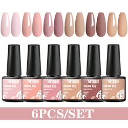 Mtssii 6PCS/Set Nude Color Gel Nail Polish Set 150 Colors Glitter Semi Permanent UV Led Gel Varnish Soak Off Nail Gel Art Design