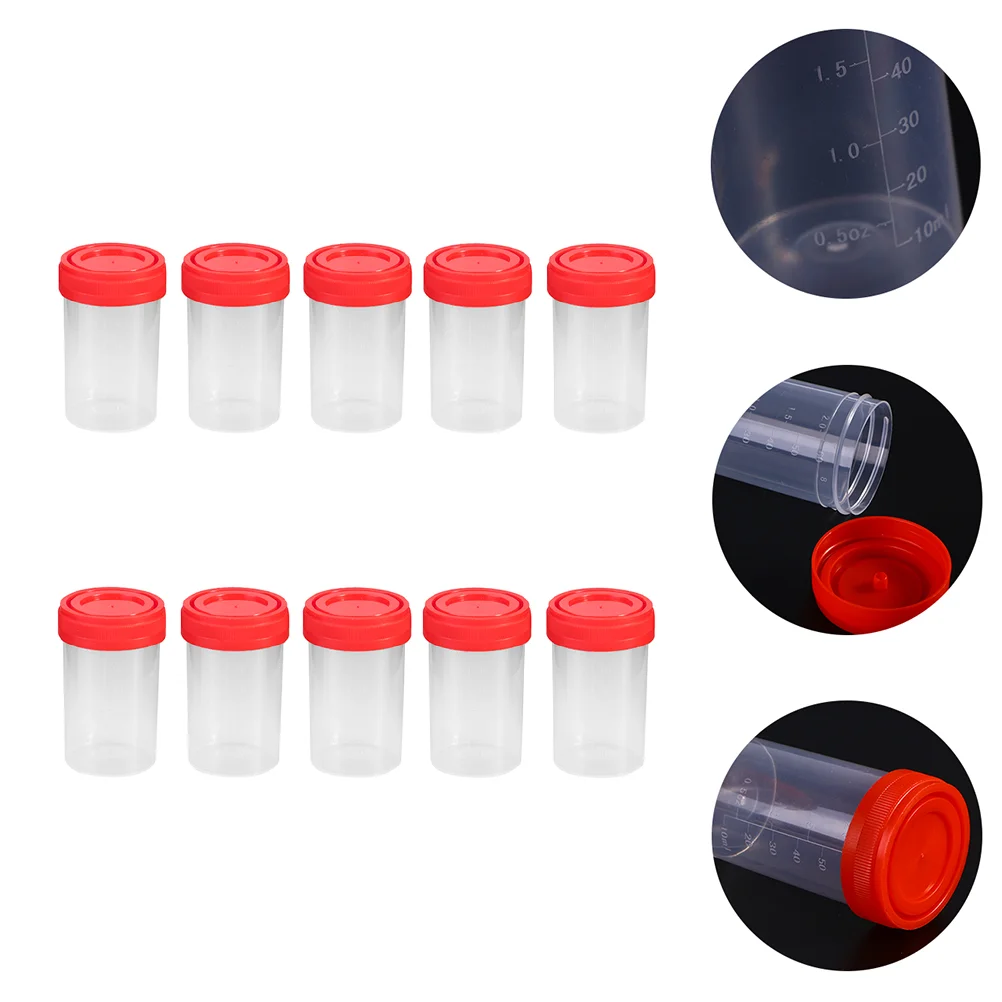 10 Pcs Sampling Cup Specimen Cups 60ml Container The Urine with Scale Collection Sample Containers Bottle Plastic