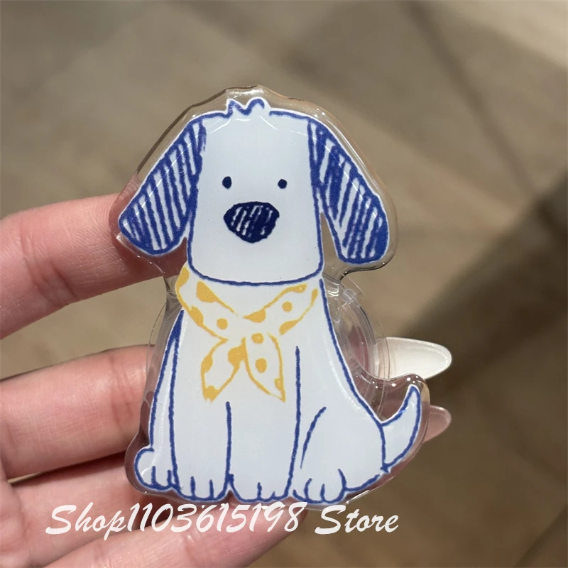 

Cute Cartoon Cat Puppy Phone Stand For iPhone Samsung Universal Accessories Griptok Adhesive Phone Holder Finger Ring Grip Tok
