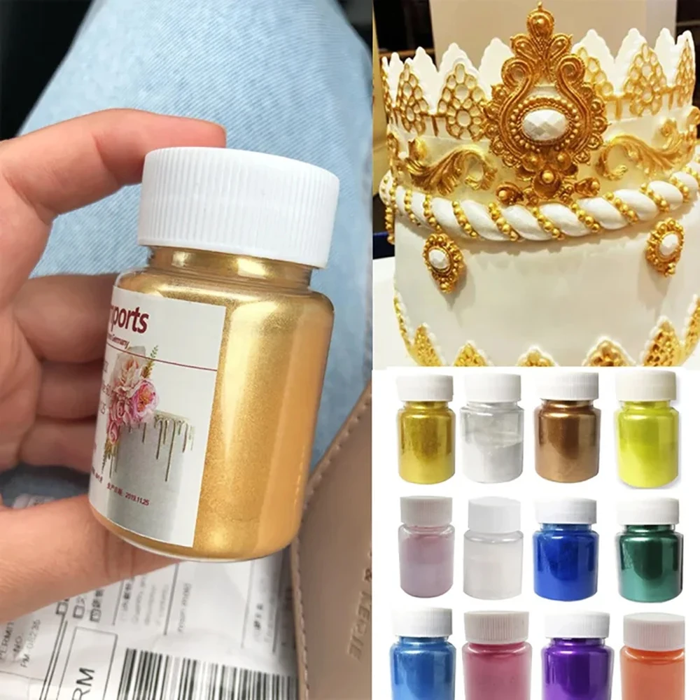 15g/Bottle Gold And Silver Dye Glitter Powder Mousse Cake Macaron Chocolate Baking Colorful Cakes Decorations And Tools