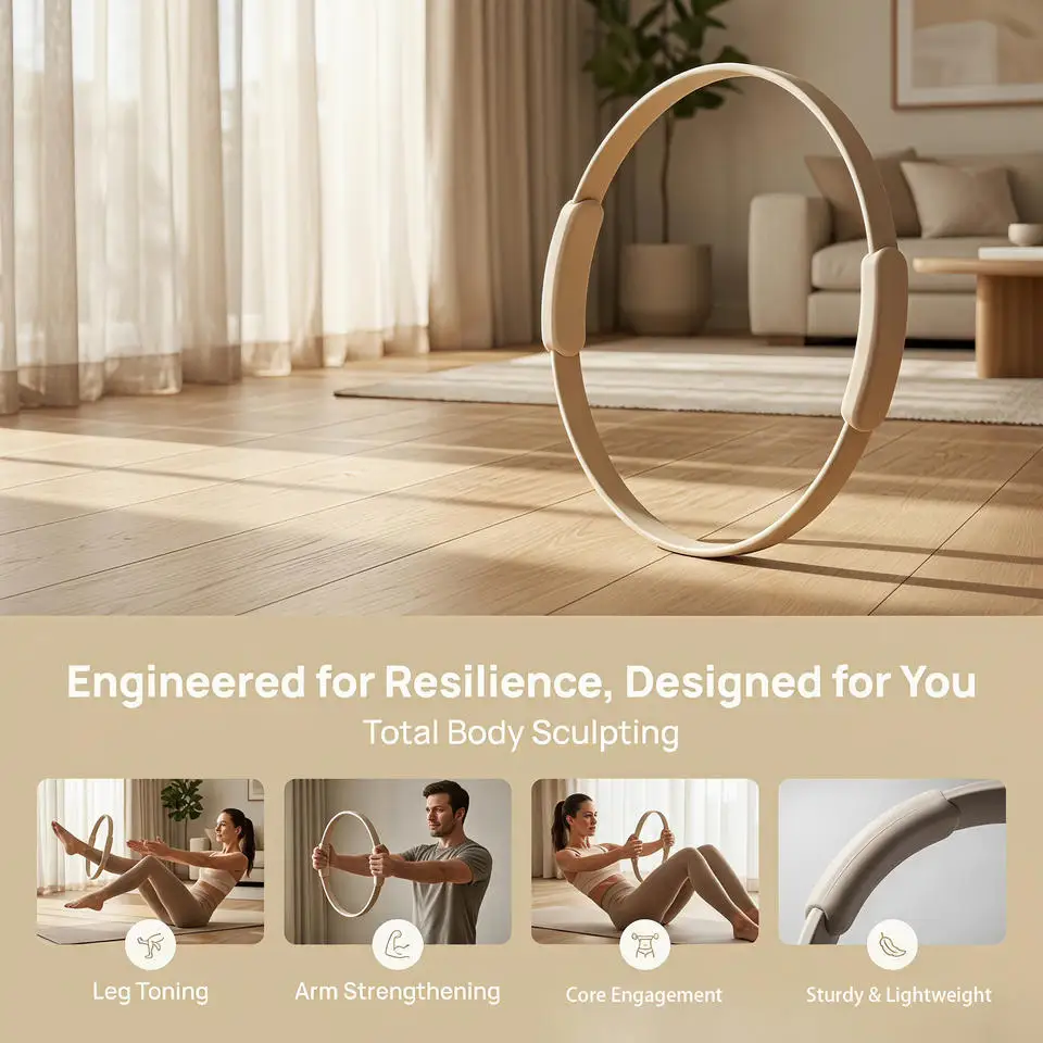 Fitness Exercise Workout Yoga Magic Circle Pilates Ring Set with Handle and Resistance Mini Loop Bands