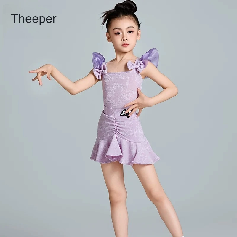 2026 Theeper New Summer Latin Dance Outfit Set Professional Ballroom Training Competition Performance Stretch Elegant Dancewear