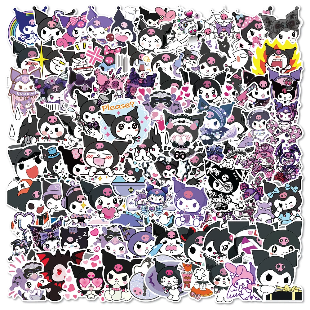 Kuromi-pegatinas de dibujos animados Kawaii para niños, calcomanías impermeables para ordenador portátil, cuaderno, diario, teléfono, decoración, juguete, 10/30/50/100 piezas