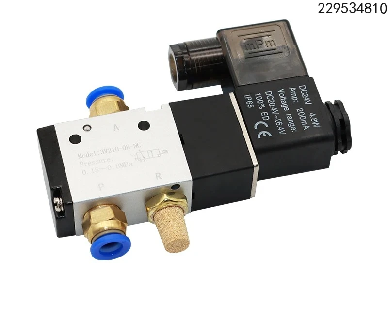 

3 Way Port 2 Position 3V210-08 Pneumatic Air Solenoid Valve Electric Control Gas Magnetic Valve DC12V DC24V AC110V AC220V
