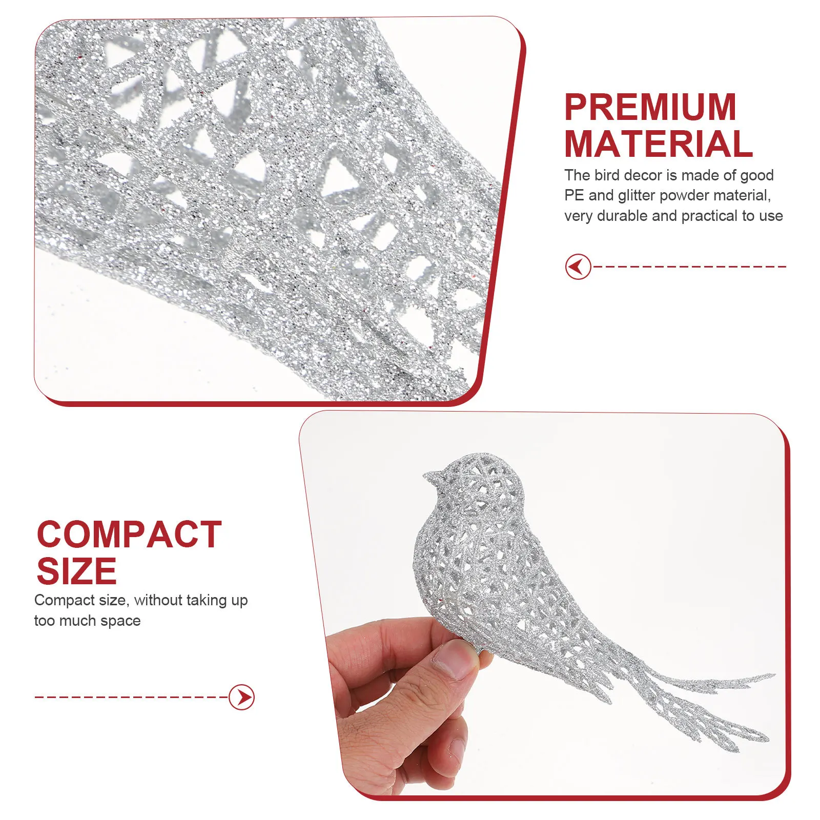 

5Pcs Festival Birds Ornament Mini Bird Decor for Christmas Tree Xmas Theme Decorative Hanging Ornament Delicate Style