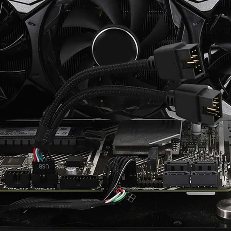 2 шт. материнская плата компьютера USB 2.0 9-контактный двойной 9-контактный удлинительный кабель Y-разветвитель аудио HD удлинительный кабель