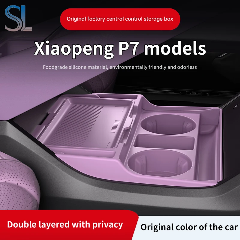 

Storage Box For XPENG P7/P7I 2025 2026 Center Armrest Hidden Box Cup Holder Organizer Interior Accessories