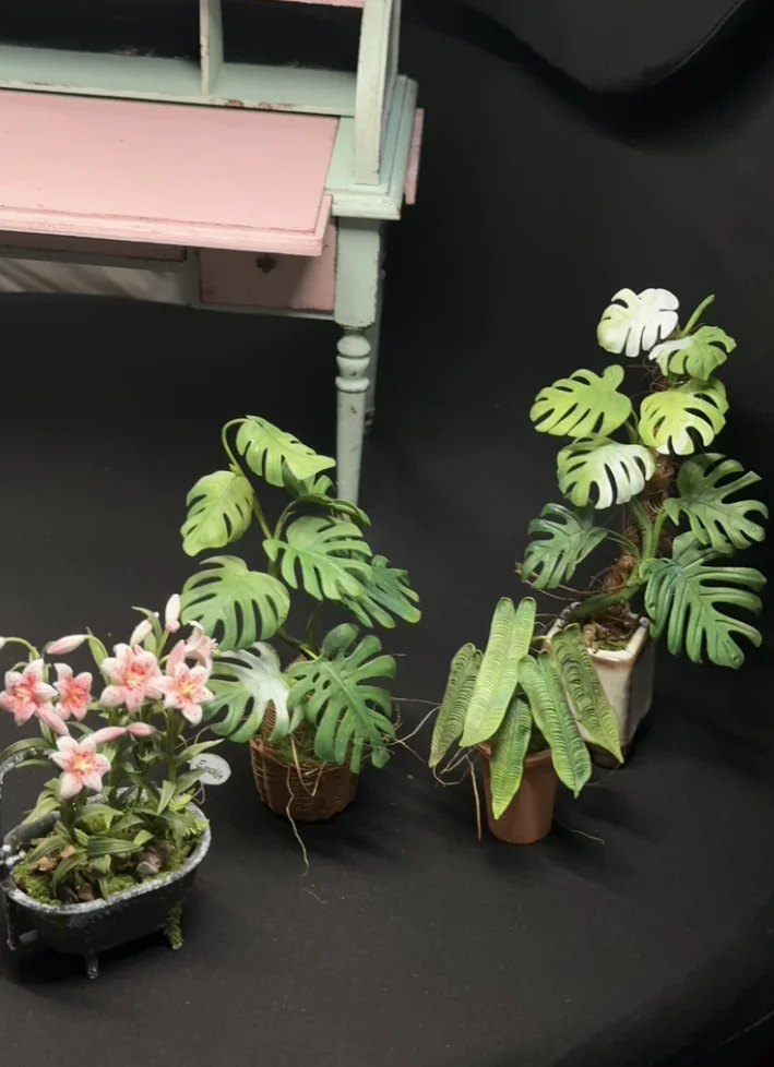 1:6 Miniature Plant Set, Handmade Realistic Fern Maple Caladium Potted,Exclusive Custom Sizes BJD Dollhouse Garden Bjd Decor Art