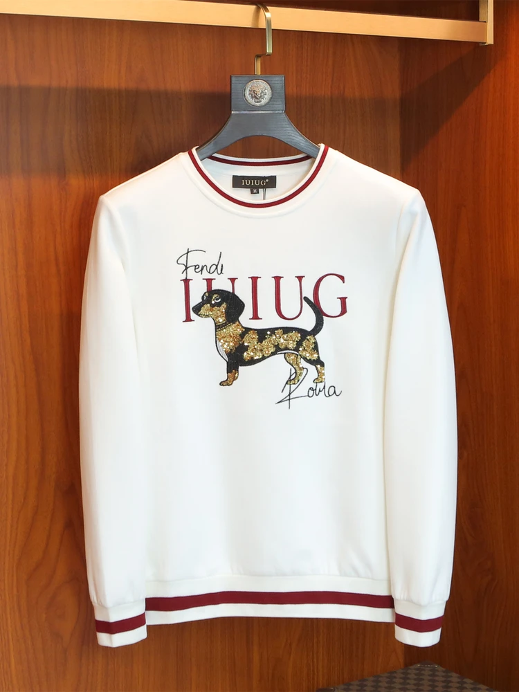 

Мужской свитшот Ele с вышивкой, приталенный, с длинным рукавом и круглым вырезом, из высококачественной комфортной смесовой ткани (хлопок/полиэстер), повседневный.