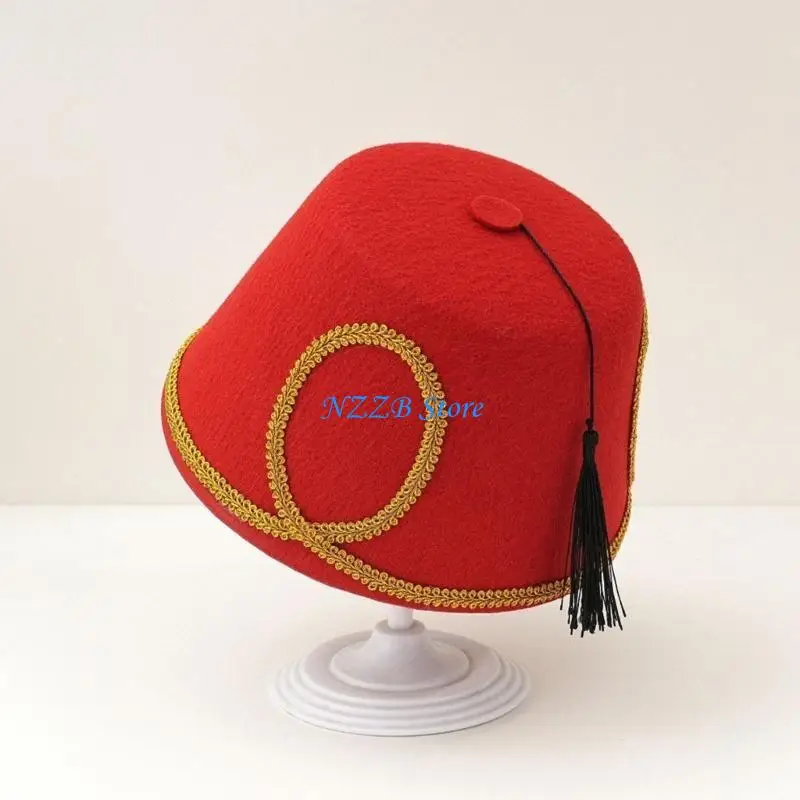 T21F النساء الأنماط العرقية قبعة السفر الرائعة قبعة خمر التطريز اليدوية قبعة للحفلات والاحتفالات المناسبة #4