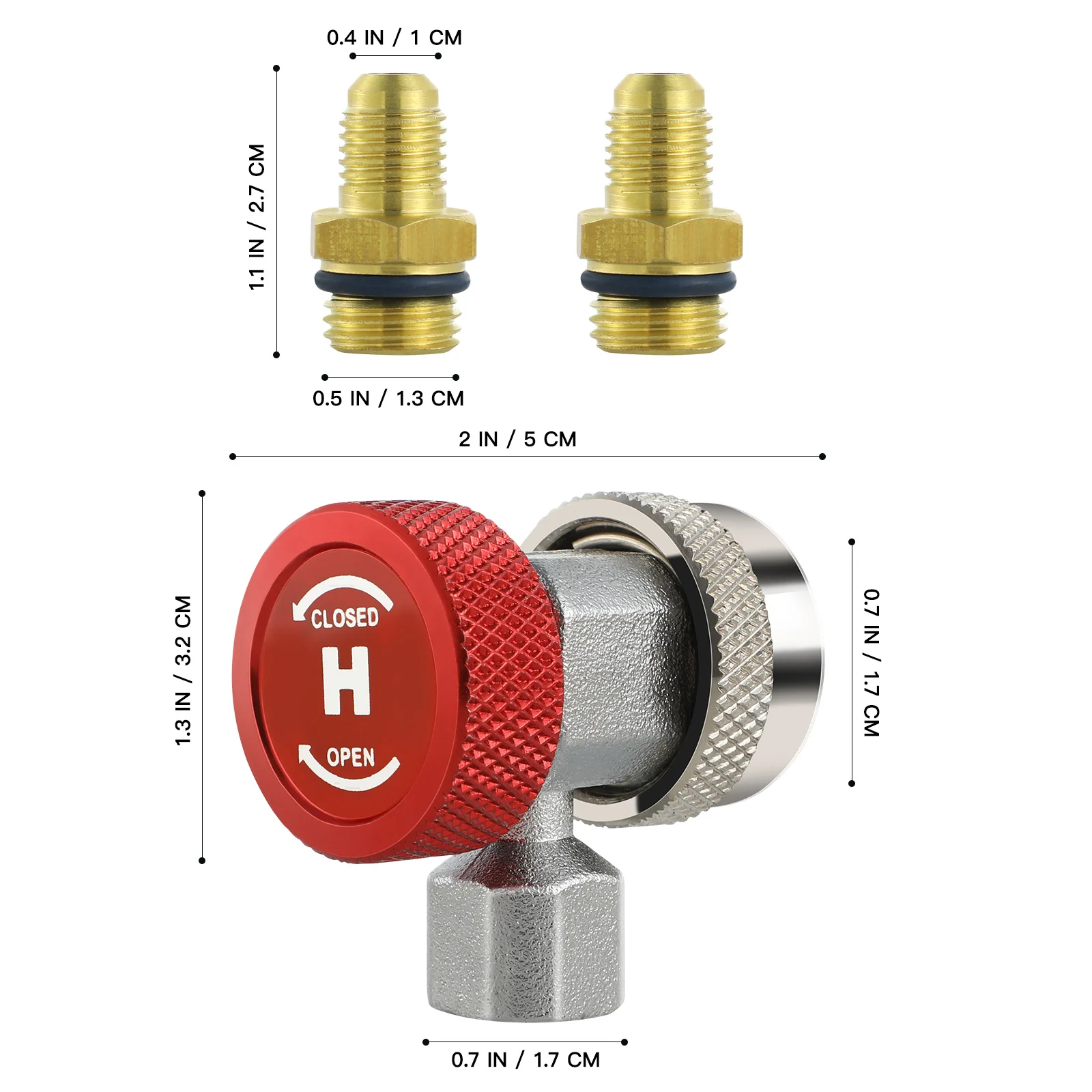 Kit Konektor Alat AC R134A Quick Coupler Adapter Untuk HVAC High Low 1/4 inci Sae Aluminium Bronze Dapat Dilepas