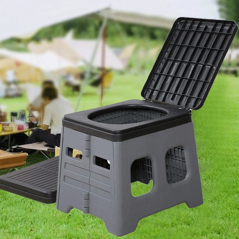 Portable Folding Toilet with Lid Foldable Outdoor Camp Toilet Seat Multifunctional Folding Car Toilet for Adults Kids Emergency