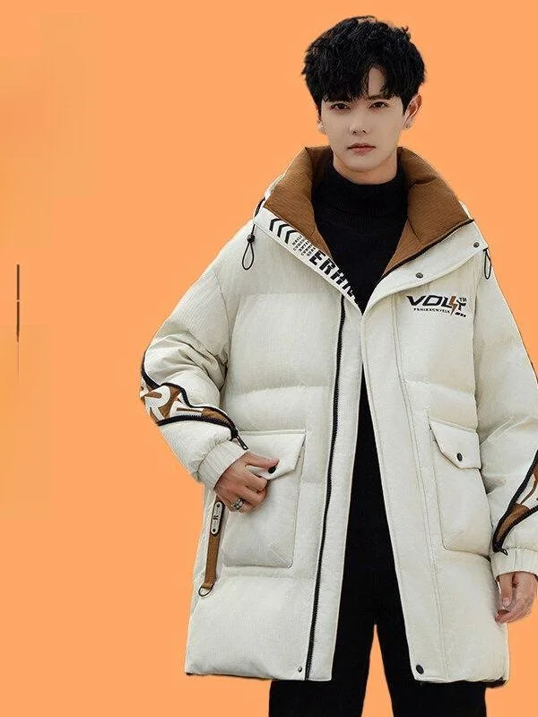 

Thiened Cotton Jaet for Teenage Boys Warm Long Sle M Outerwear Autumn Winter Faion Casual Hooded Coat