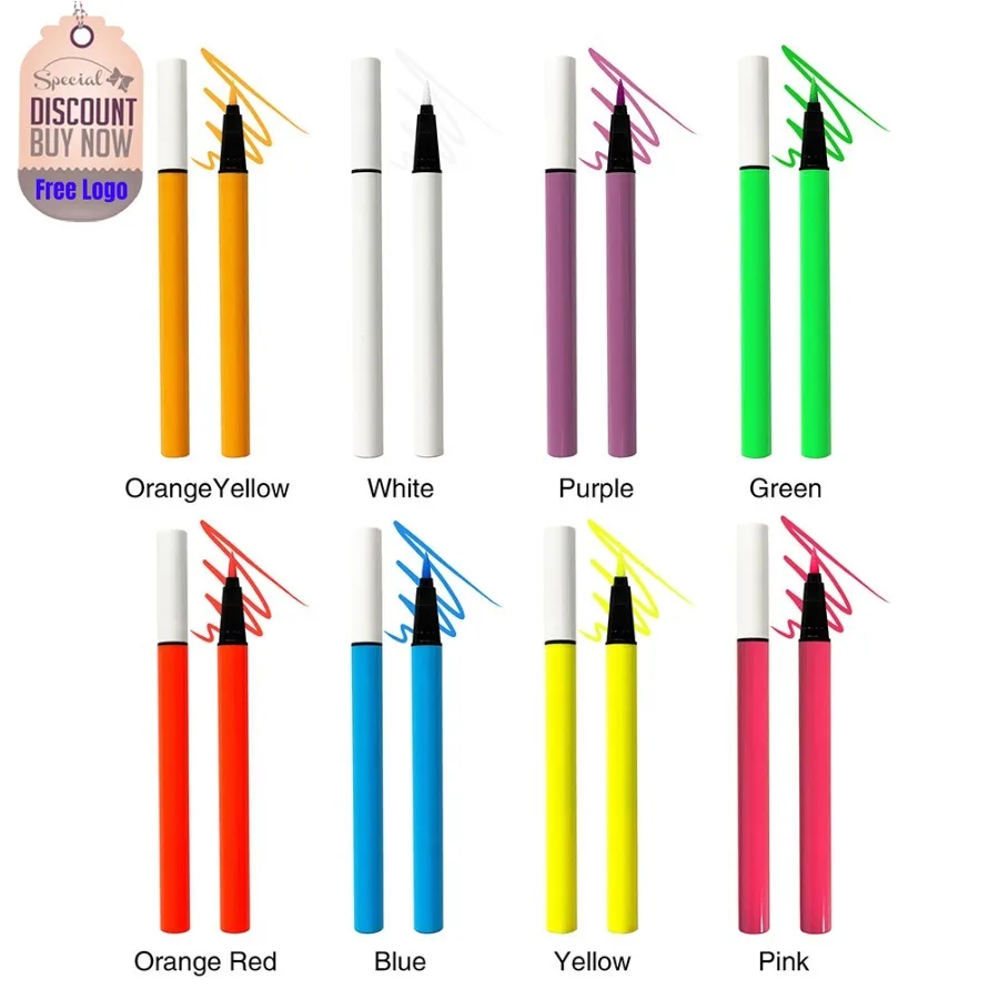 Benutzerdefinierte 8 farben UV Glow Eyeliner Stift Wasserdicht Hohe Pigment Langlebig Einfach Zu Tragen Wischfest Musik Festival Make-Up Groß