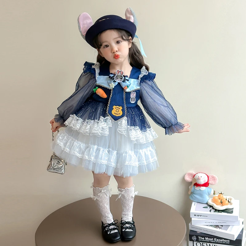 2025 Spring Children's Dress Female New Lolita Dress Cartoon Character Cute Girl Long Sleeve Autumn School Uniform
