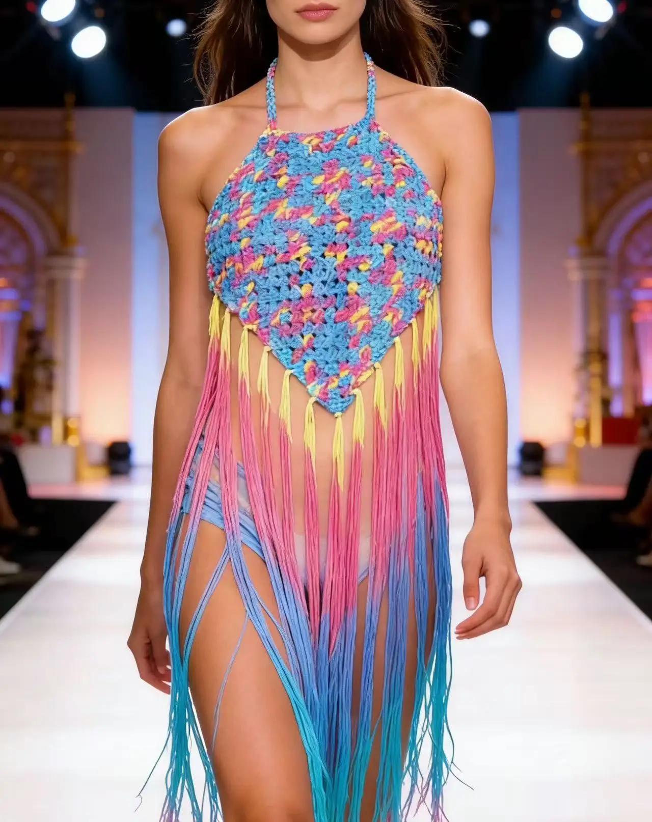 

Beach Vacation Style Fringed Hanging Necklace Design Beach Cover-Up Sarong