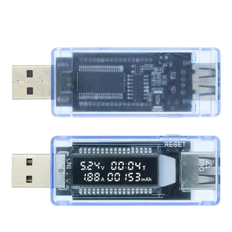 Probador de batería USB transparente azul voltímetro capacidad de corriente cargador medidor de energía móvil hogar inteligente prueba de sincronización portátil V20