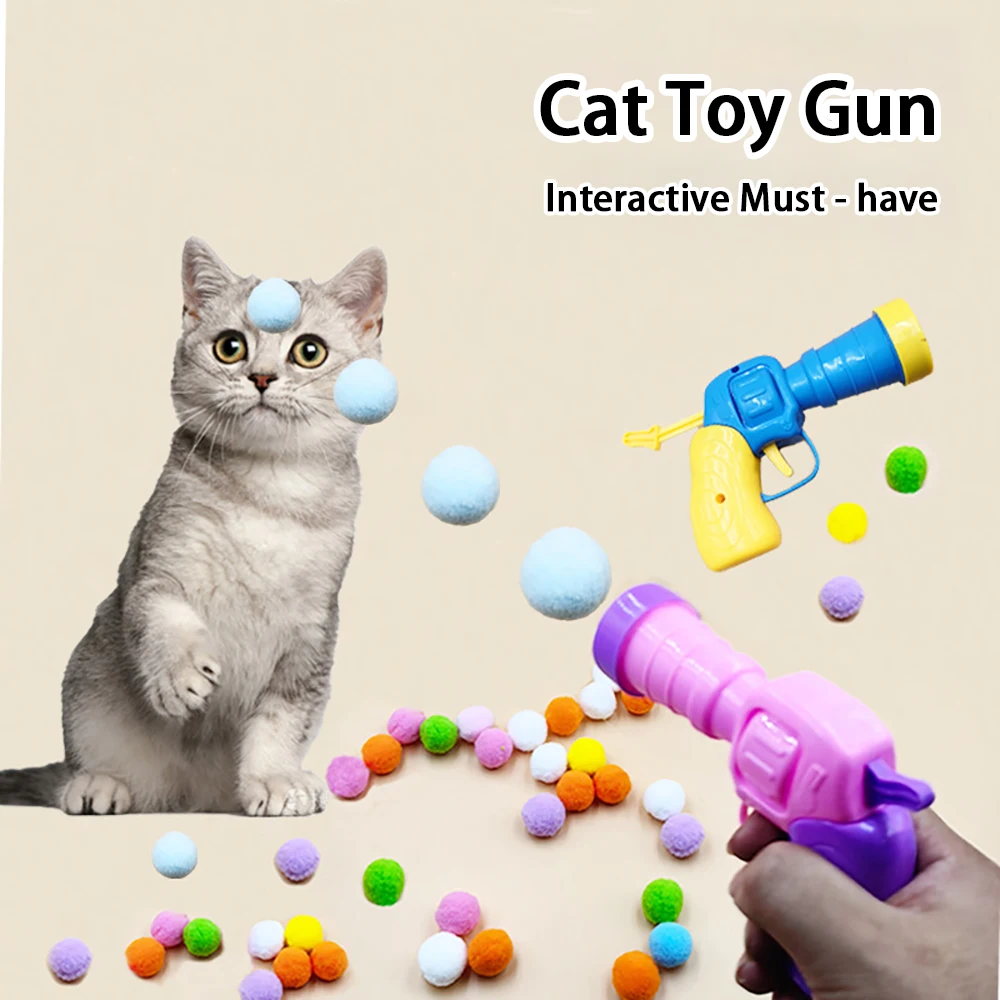 Hair Ball Emission Toy Gun Cat Toy Interaction Silent Ball Relieve Boredom Bouncy Ball Bite Resistant Transmitter Cat Supplies