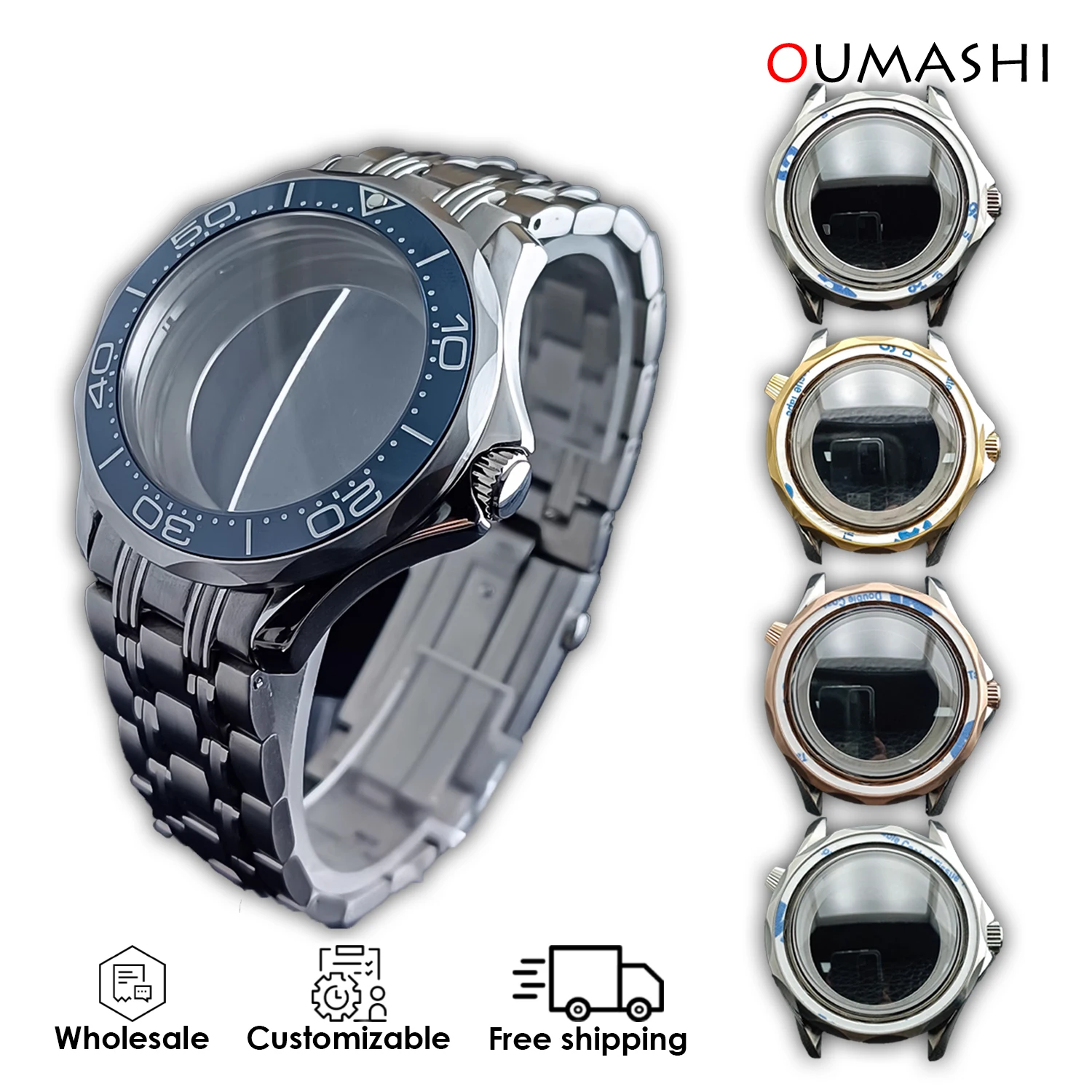 41mm men's case NH35 fashionable and casual modified watch accessory 10ATM waterproof transparent bottom watch case