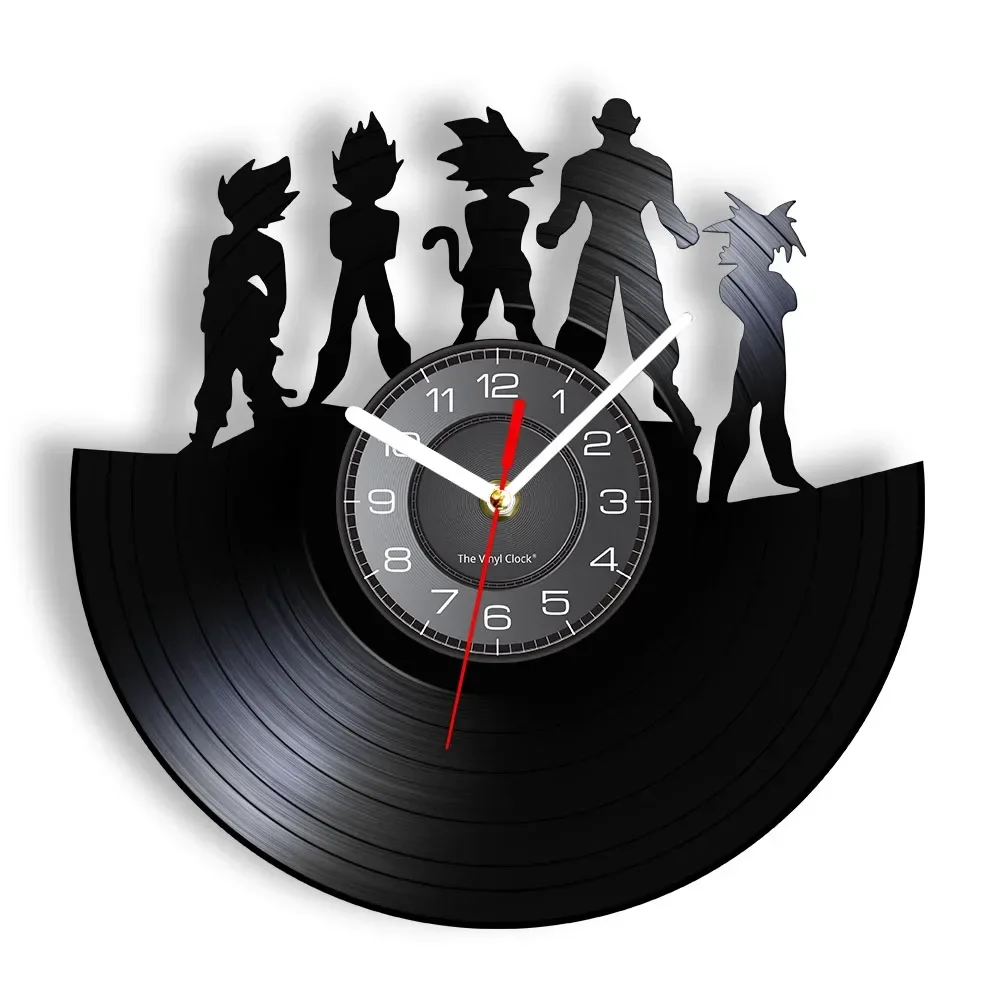 Japanese Animation Comic Modern Vinyl Wall Clock Cartoon Silhouette Vintage Illuminated Wall Watch Cool Silent Non Ticking Decor