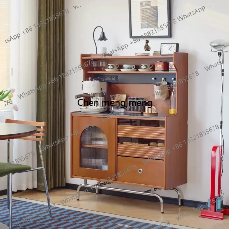 

Medieval solid wood rock slab dining side storage cabinet living room storage against the wall tea coffee cabinet