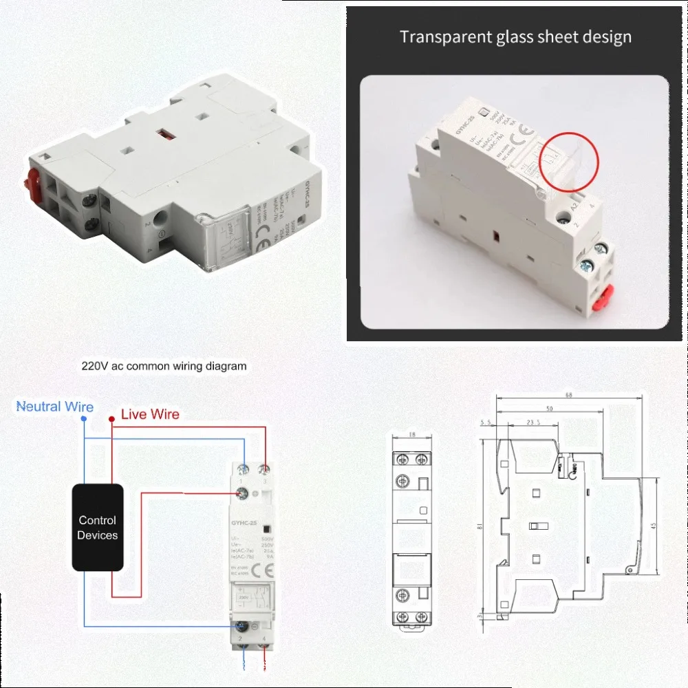 2P 25A 230V Automatic Modular Contactor 2NO For Household Circuit Control Din For Rail Mount AC Electrical Equipment