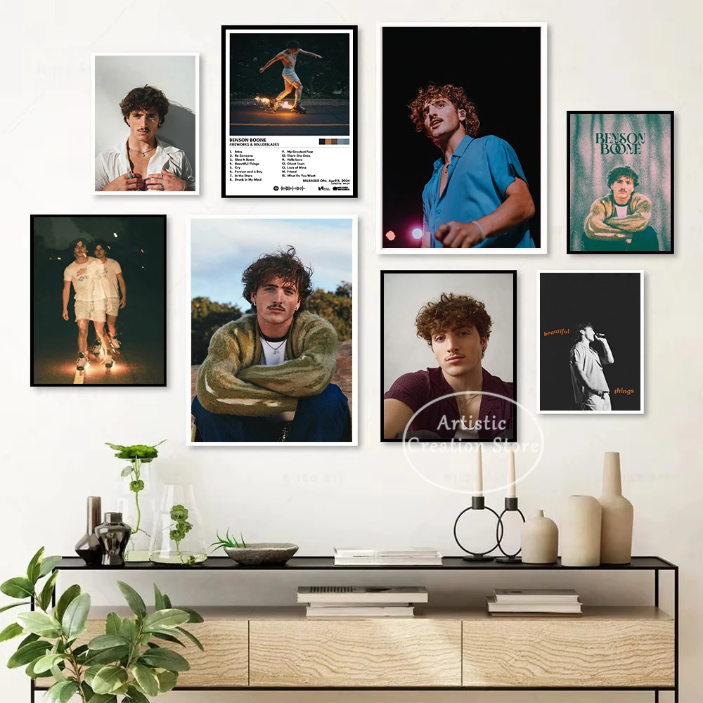 Pop Singer Benson Boone Portrait Fireworks&Rollerblades Classic Music Aesthetic Poster Canvas Painting Wall Pictures Home Decor