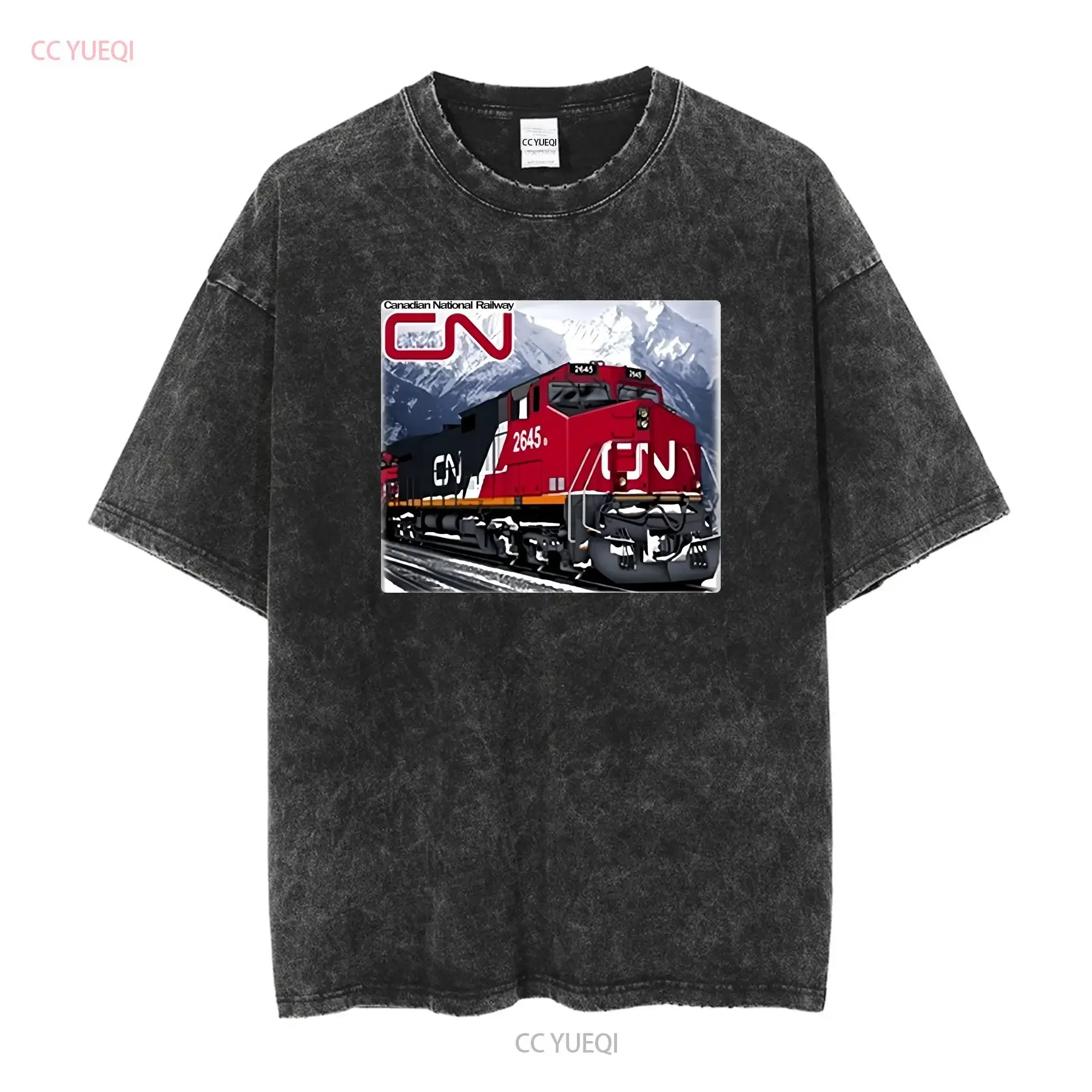Canadian National pacific Train C44 9W Authentic Railroad T Shirt 75 vintage Washed homme graphic Breathable