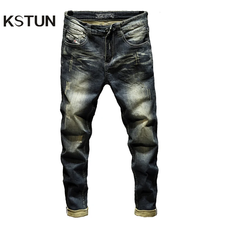 Jeans Mens Denim Pants Slim Fit Retro Stretch 2024 Spring and Autumn Trousers for Man Streetwear Moto Biker Jeans High Quality