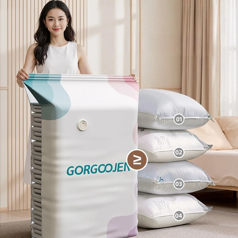 10 Pcs Reusable Leak Proof Thickened 3D Non Suction Vacuum Compression Storage Bags for Bedding Clothes Down Jackets Damp Proof