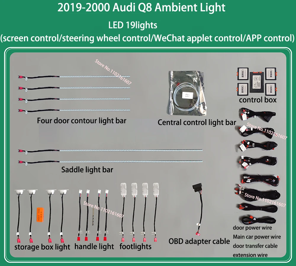 30 Colors For Q8 LED Ambient Light Lamp For Audi Q8 2019-2023 Interior Atmosphere Light Original car MMI knob control