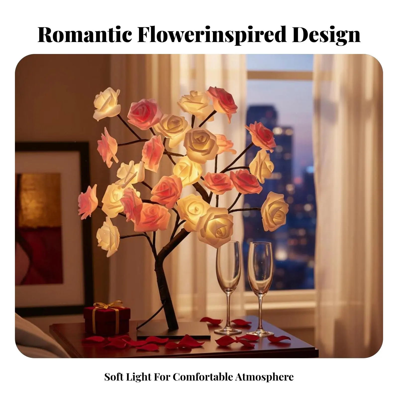 

Светодиодный светильник в виде цветущего дерева, ночник с питанием от сети, романтический декор для спальни, разноцветные лампочки