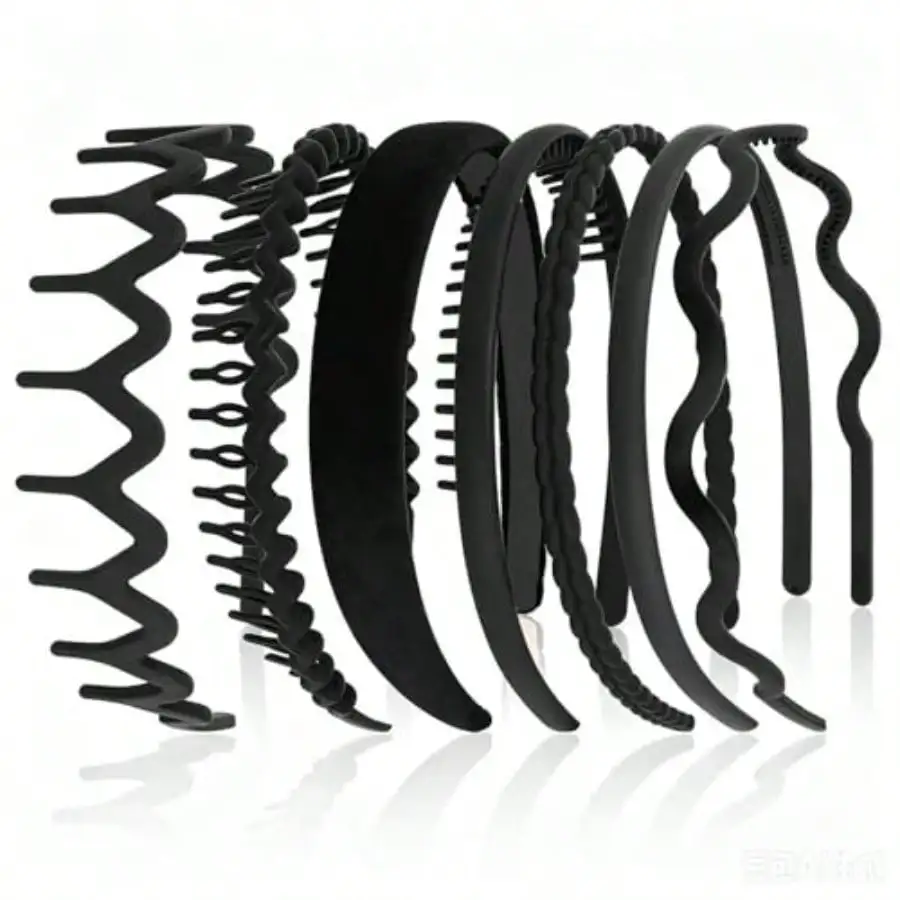 7 Pcs Headbands For Women Girls, Non Slip Cute Pearl Floral Padded Vintage Wide Fashion Multi-Style Headbands For Girls Black S