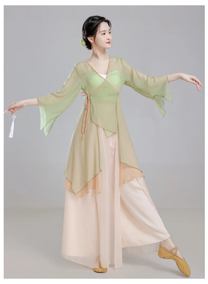 Dance Dress Classical Folk Dance Rhyme Yarn Training And Practice Dress Flowing Gauze Ancient Chinese Dance Performance Clothes