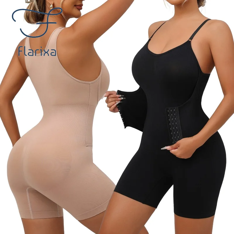 Flarixa Nahtloser Damen-Body mit Haken, Push-Up-Korsett, Taillentrainer, Trimmer, schlankmachende Shapewear, Bauchkontrolle, Unterwäsche