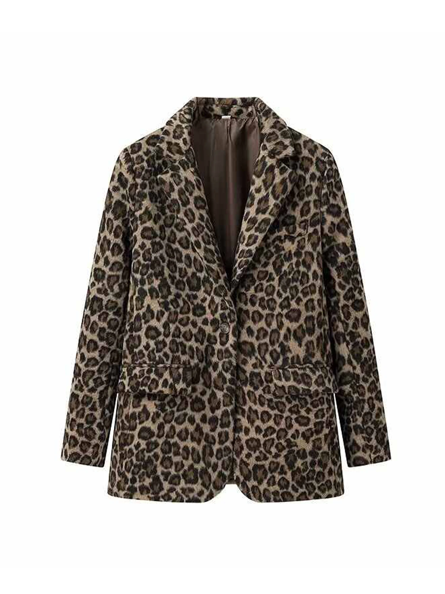 Women's Leopard Blazer Jacket Single Breasted Suit Coat Y2k Harajuku Vintage 2000s Long Sleeve Casual Outerwear Clothes Autumn