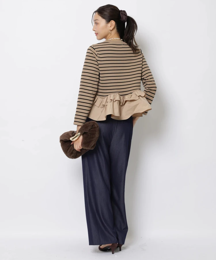 Fashionable Stripe Knitted Sweater Loose Fit Color Block Neckline Long Sleeve Women's Autumn Winter Casual Style Breathable