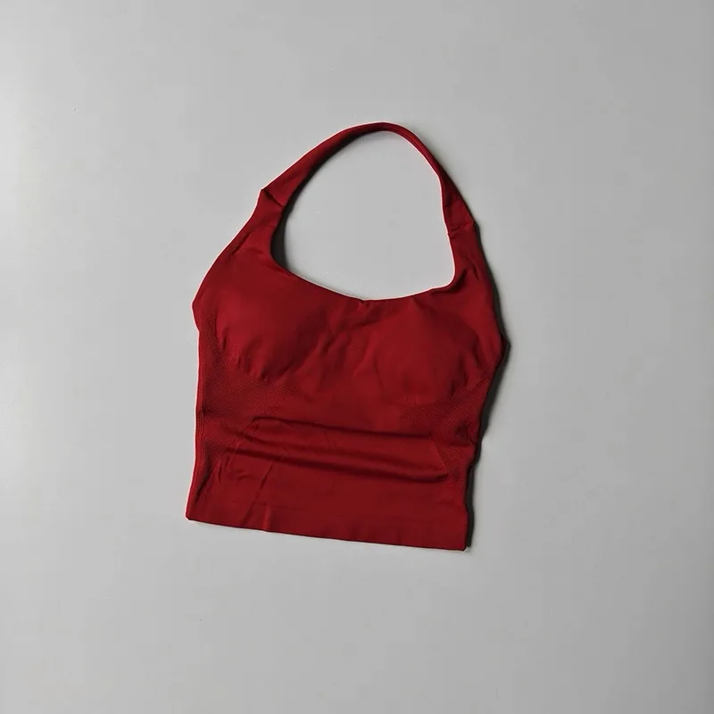 Halter-Neck Rückenfreies Yoga-Outfit Zweiteiliges Set für Damen, Push-Up Sport-BH + Hochgeschnittene Po-Formende Fitness-Shorts – Detail 21
