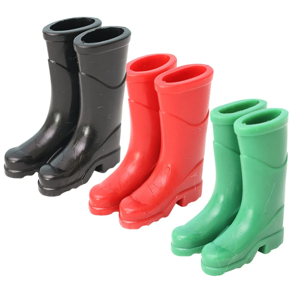 

3 Pairs Mini Dollhouse Rain Boots Toys Tiny Accessories Decors Adornments Plastic Simulation Models Shoes Baby Simulated