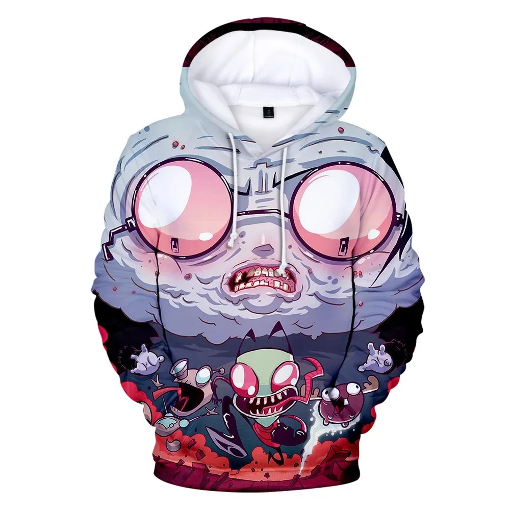 Anime Invader ZIM Cosplay Alien Gir Doom 3D Digital Print Hoodies Jacket Coat Hooded Pullovers Sweatshirts Halloween Costume