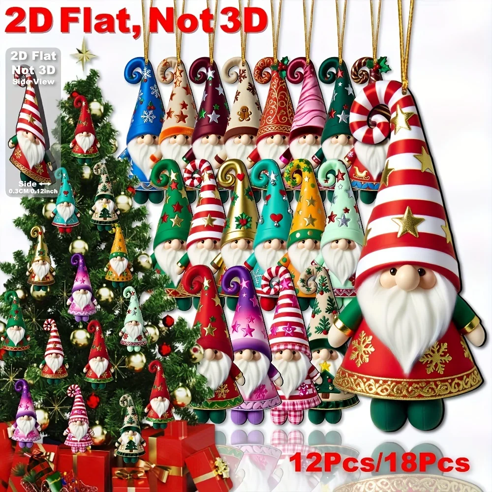Neu eingetroffene 18-teilige bunte Weihnachtszwergdekorationen, Partydekorationen, Weihnachten und Thanksgiving, perfekte hängende Ornamente
