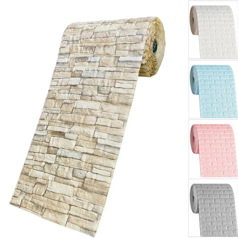 3D Imitation Brick Wall Sticker Self-Adhesive Foam Wallpaper Sticker for Living Room Bedroom Home Kitchen Bathroom Decoration