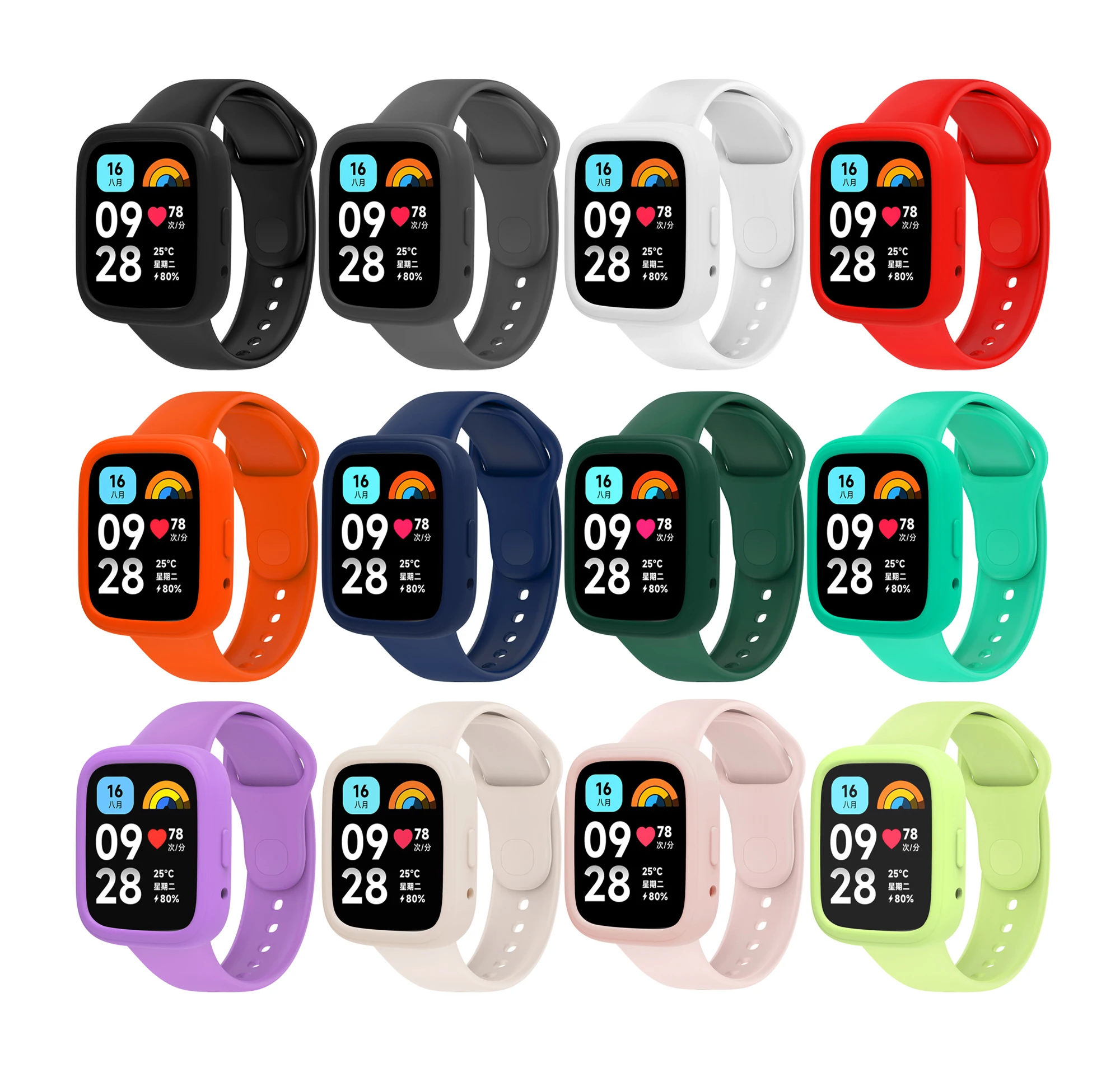 Capa protetora de silicone para Xiaomi Redmi Watch 3, Active Case, Shell Frame, Bumper Protector, Acessórios Smartwatch, Candy Colors