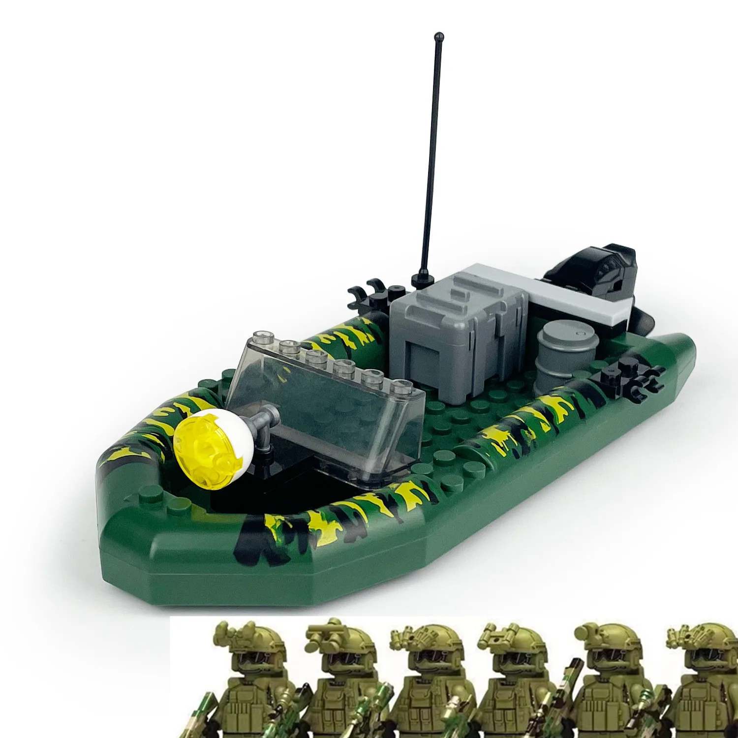 Creative Military Assault boat Battleship Building Blocks City Construction MOC Naval Ship Bricks Set Children Toys for Boy